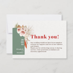 Boho desert dried flowers earth tones thank you card