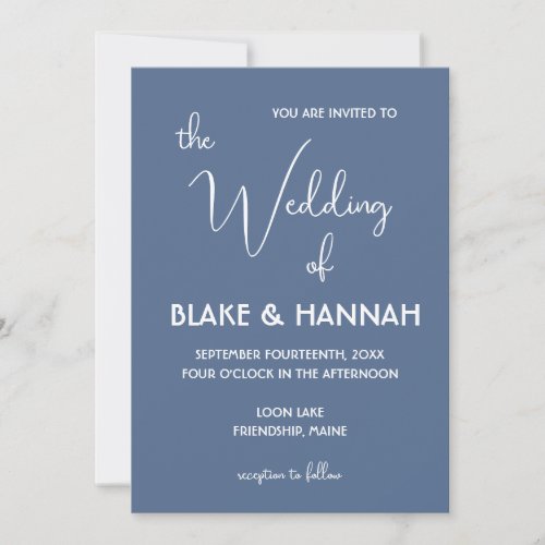 Boho Desert Dusty Blue Minimalist Wedding Invitation