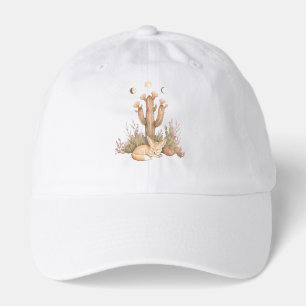 Boho Desert Fennec Fox Sleeping Under Saguaro Cact Hat