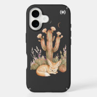 Boho Desert Fennec Fox Sleeping Under Saguaro Cact