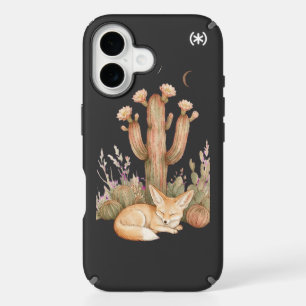 Boho Desert Fennec Fox Sleeping Under Saguaro Cact iPhone 16 Case