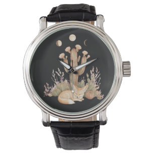Boho Desert Fennec Fox Sleeping Under Saguaro Cact Watch