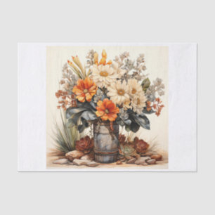 Boho Desert Floral Bouquet Art for Decoupage Tissue Paper