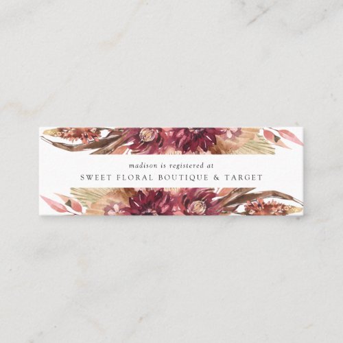 Boho Desert Floral Bridal Registry Insert Cards