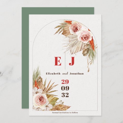 Boho desert floral Earth tones wedding Save The Date