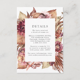 Boho Desert Floral Wedding Details Enclosure Card