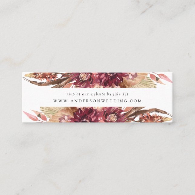 Boho Desert Floral Wedding RSVP Cards (Front)