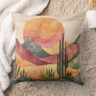 Boho Desert Landscape - Southwestern Nature Throw Pillow