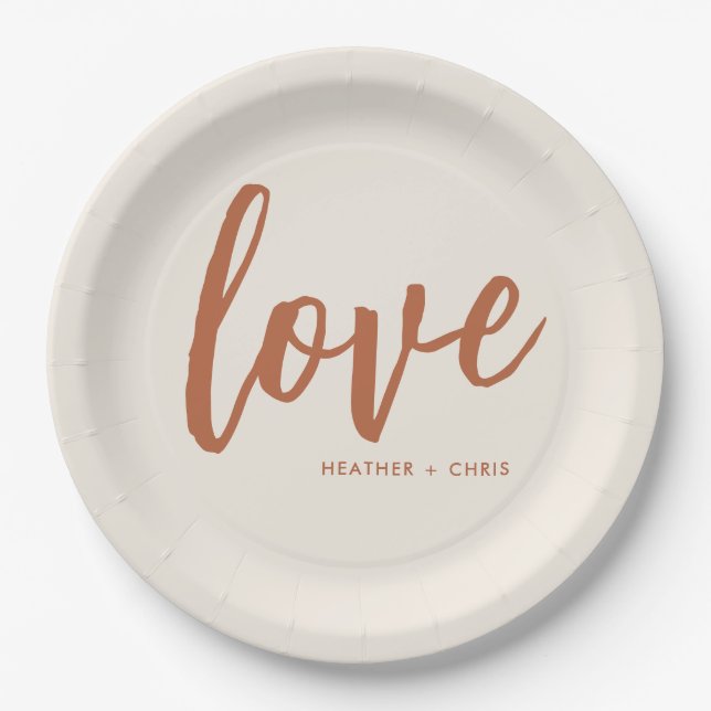 Boho Desert Love Wedding Engagement Party Paper Plates (Front)
