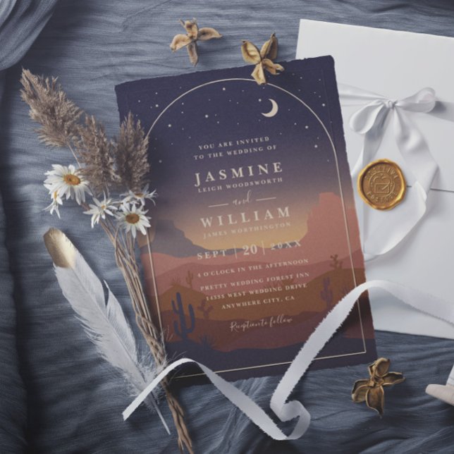 Boho Desert Moon Rustic Elegant Modern Wedding Invitation (Creator Uploaded)