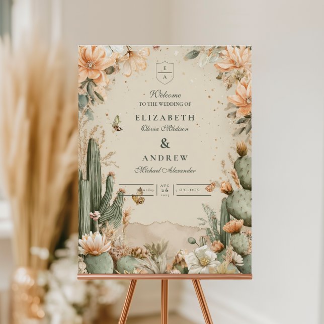 Boho Desert Mountain Cactus Wedding Foam Board (Creator Uploaded)