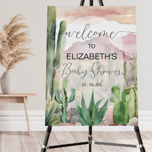 Boho Desert Nature Cactus Baby Shower Welcome Sign