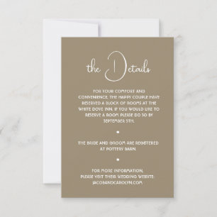 Boho Desert Neutral Minimal Wedding Details Invitation
