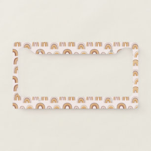 Boho Desert Rainbow Abstract Arch Pattern Taupe  License Plate Frame