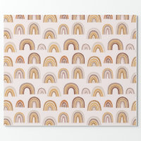 Rainbow Blush Pink Beige Boho Wrapping Paper Sheets