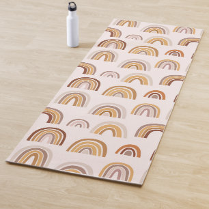 Boho Desert Rainbow Abstract Arch Pattern Taupe Yoga Mat