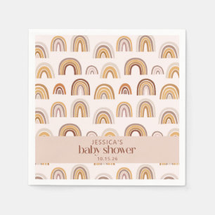 Boho Desert Rainbow Neutral Custom Baby Shower Napkins
