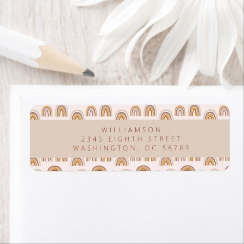 Boho Desert Rainbow Neutral Shower Return Address  Label