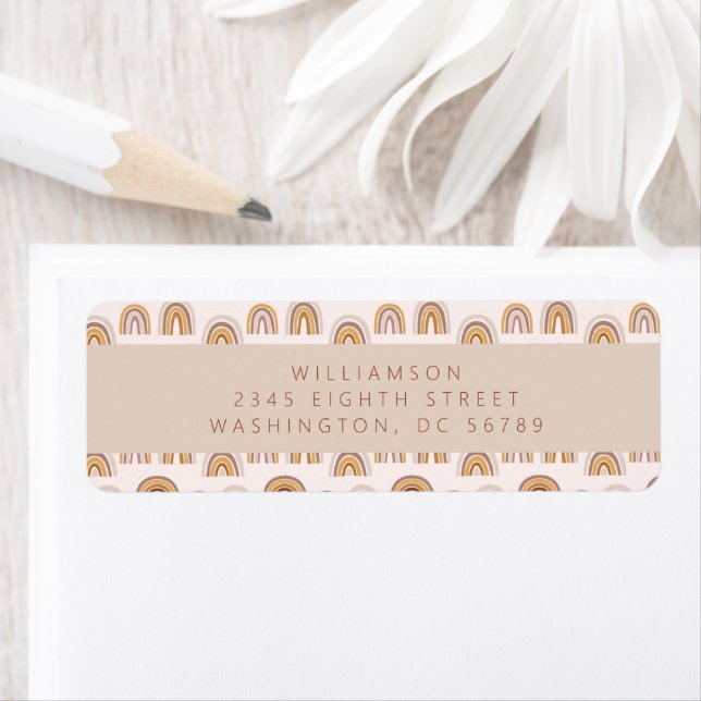 Boho Desert Rainbow Neutral Shower Return Address  Label (Insitu)