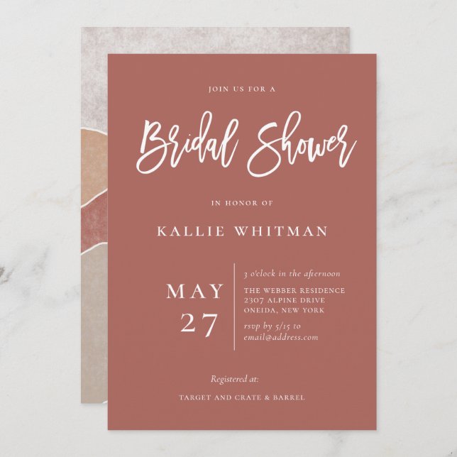 Boho Desert Red Bridal Shower Invitation (Front/Back)