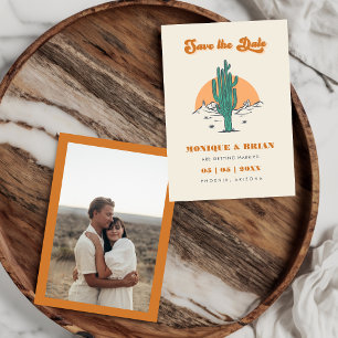 Boho Desert Retro Cactus Save the Date Card