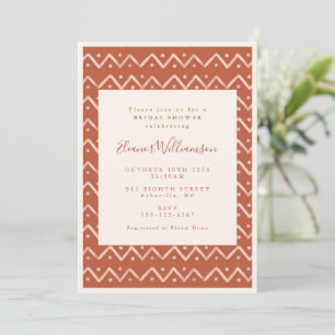 Boho Desert Rust Geometric Lines Bridal Shower Invitation