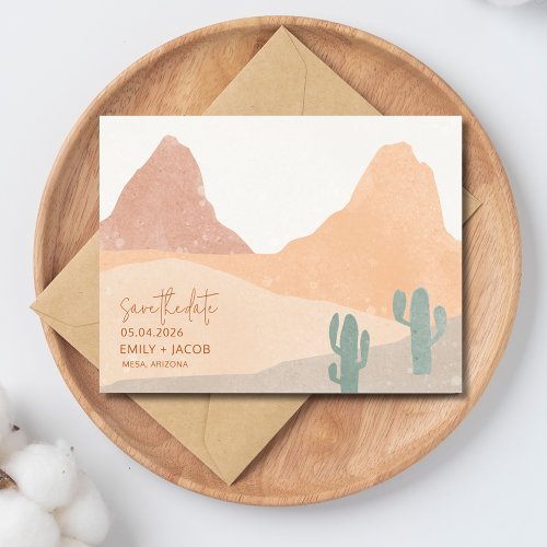 Boho Desert Rust Terracotta Wedding Save the Date Announcement Postcard