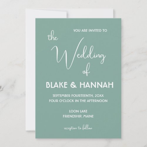 Boho Desert Sage Green Minimalist Wedding Invitation