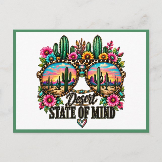 Boho Desert State Of Mind Cactus Sunset Postcard (Front)