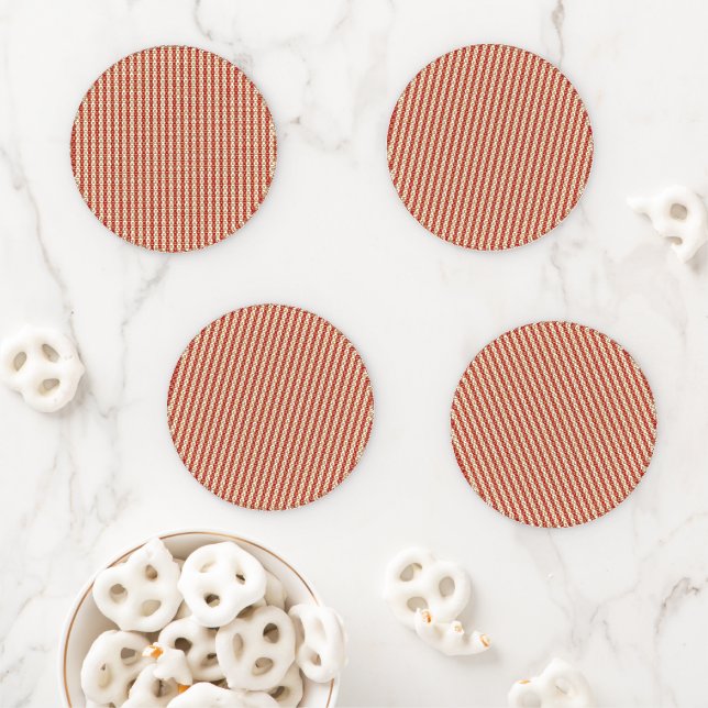 Boho Desert Stripe Pattern Design Coaster Set (In Situ)