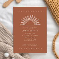 Boho Desert Sun Burnt Orange Baby Shower Invitation