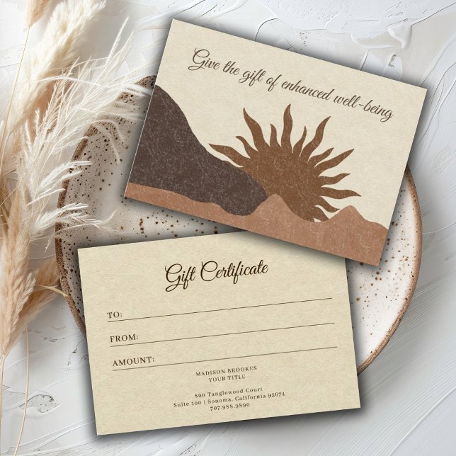Boho Desert Sun Wellness Business Gift Certificate (Creator Uploaded)