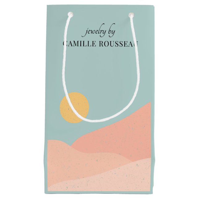 Boho Desert Sunrise Mountains Abstract  Small Gift Bag (Front)