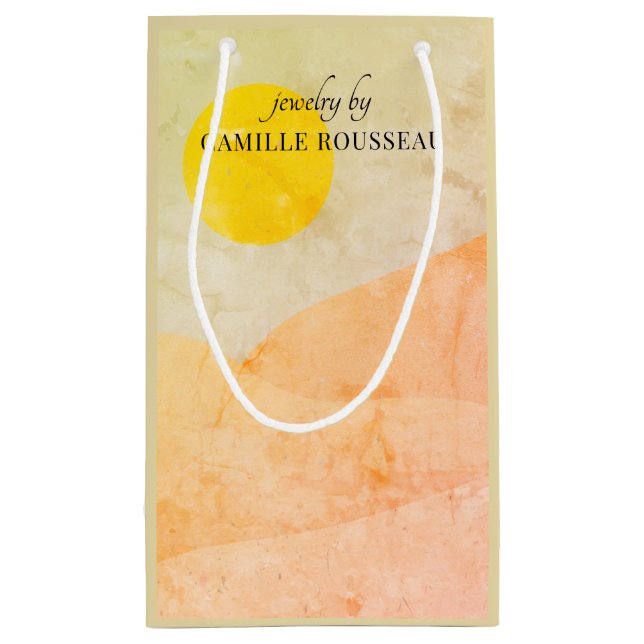 Boho Desert Sunrise Mountains Abstract  Small Gift Bag (Back)