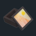 Boho Desert Sunrise Mountains Gift Box<br><div class="desc">Earthy boho style yellow gold,  peach,  cream,  abstract desert scene with sun and mountains,  magnetic wood small jewelry box for earrings or necklaces. A small wood jewelry box that your customers will love to store their jewelry treasures purchased from you.</div>