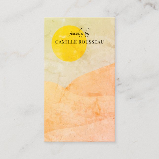 Boho Desert Sunrise Mountains Handcrafted Jewelry  Business Card (Front)