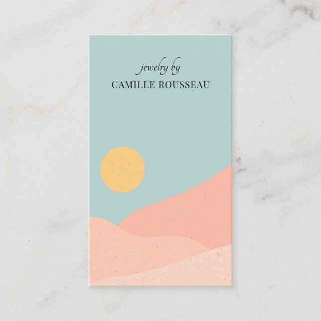 Boho Desert Sunrise Mountains Handcrafted Jewelry  Business Card (Front)