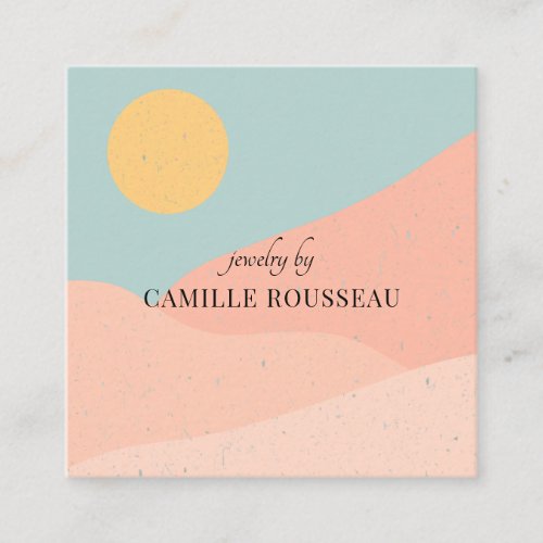 Boho Desert Sunrise Mountains Handcrafted Jewelry Square Business Card