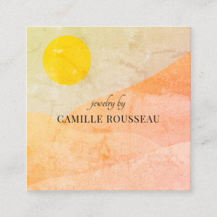 Boho Desert Sunrise Mountains Handcrafted Jewelry Square Business Card