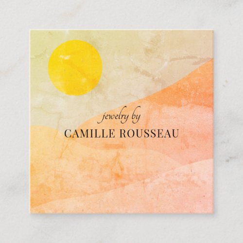 Boho Desert Sunrise Mountains Handcrafted Jewelry  Square Business Card