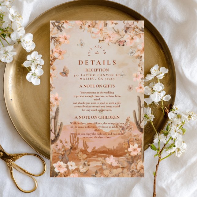 Boho Desert Sunset Cactus Wedding Enclosure Card (Creator Uploaded)