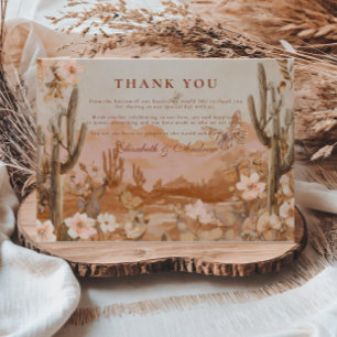 Boho Desert Sunset Cactus Wedding Thank You Card