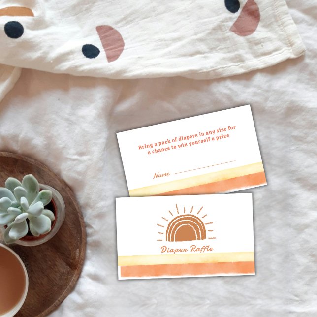 Boho Desert Sunshine Diaper Raffle Baby Shower  Enclosure Card (Boho Desert Sunshine Diaper Raffle Baby Shower Enclosure Card)