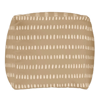 Boho Desert Tan Tone Paint Brush Dash Stripes Pouf