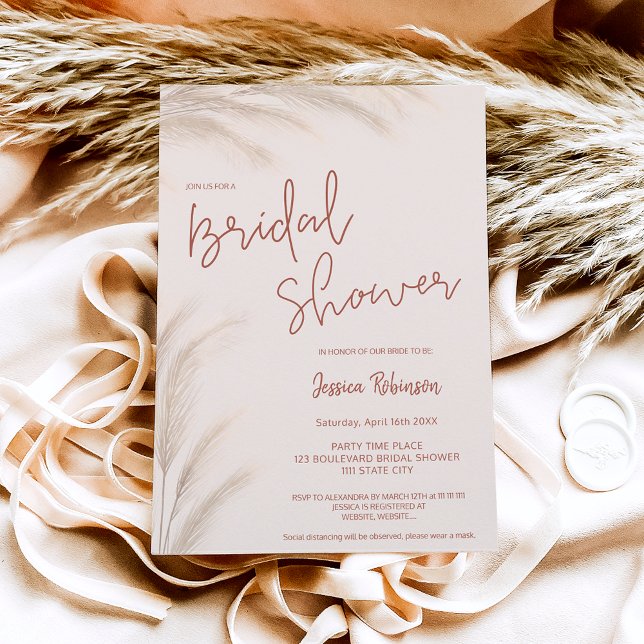 Boho desert terracotta pampas photo bridal shower  invitation (Creator Uploaded)