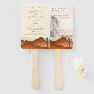 Boho Desert Terracotta Wedding Photo Program Hand Fan
