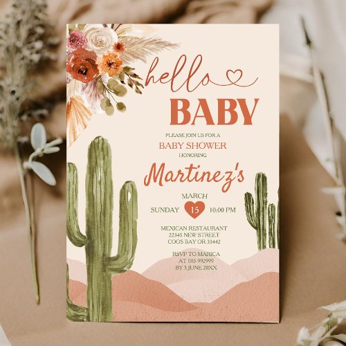 Boho Desert Texas baby shower southwestern cactus Invitation