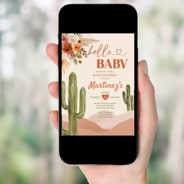 Boho Desert Texas baby shower southwestern cactus Invitation (Front Digital)