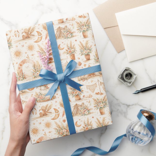 Boho Desert Wedding Watercolor Pattern Wrapping Paper (Gifting)