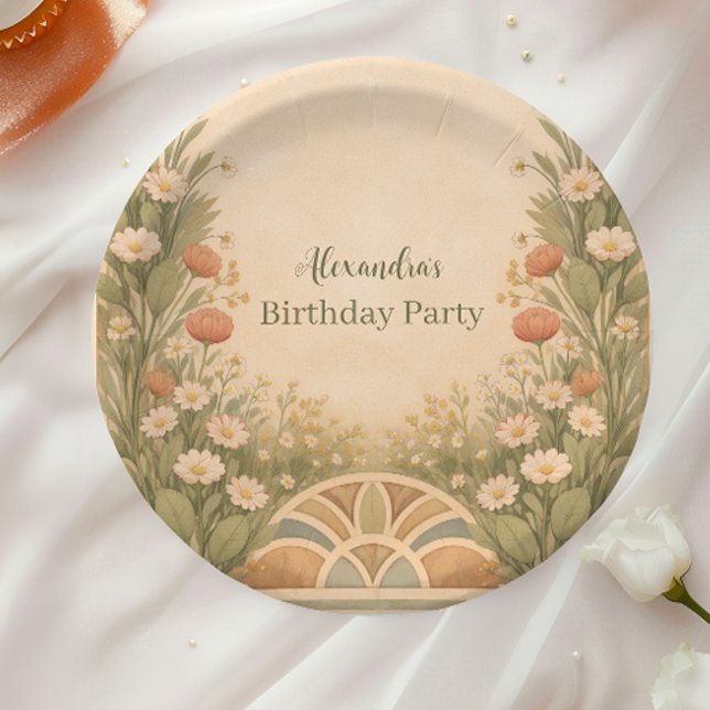 Boho Desert Wildflower Birthday Paper Plates (Creator Uploaded)